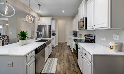 Kitchen with white cabinets