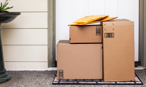 Delivered mail at a front door