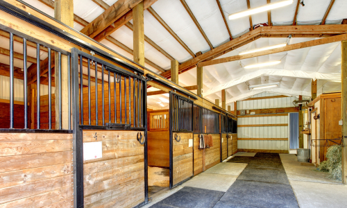 The interior of a pole barn