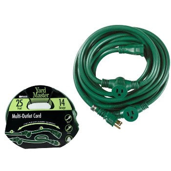 Coleman Cable 3030 Woods Brand Multi-Outlet Extension Cord, 3 outlets ~ 25'