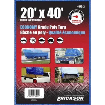 Erickson Mfg 57012 Economy Blue Poly Tarp ~ 20 Ft X 40 Ft