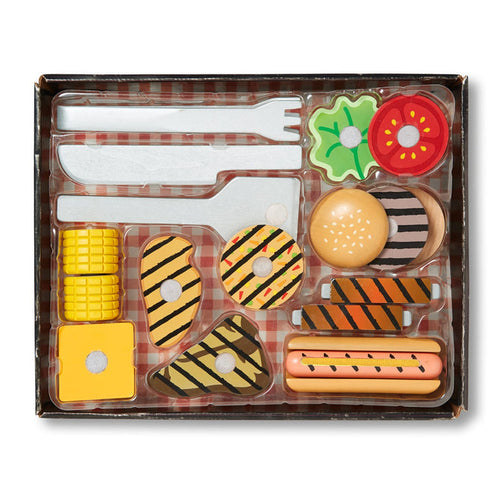 Melissa & Doug Wooden Grill & Serve BBQ Set