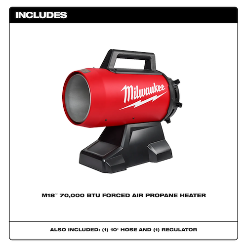 Milwaukee M18™ 70,000 BTU Forced Air Propane Heater
