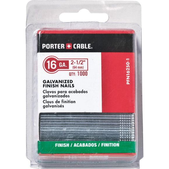 Porter Cable 16-Gauge Galvanized Straight Finish Nail, 2-1/2 In. (2500 Ct.)