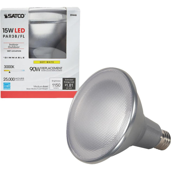 Satco 90W Equivalent Warm White PAR38 Medium Dimmable LED Floodlight Light Bulb