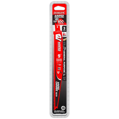 Diablo 6/9TPI AMPED™ Demo Demon™ Carbide Teeth Reciprocating Saw Blades for General Purpose Cuts