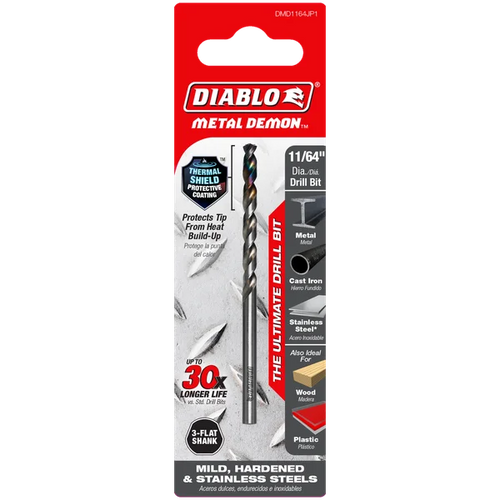 Diablo Metal Demon™ Drill Bits for Mild, Hardened and Stainless Steels