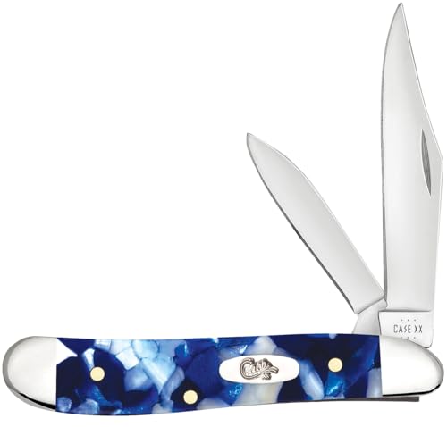 Case Smooth Blue Crackle Kirinite Peanut Pocket Knife