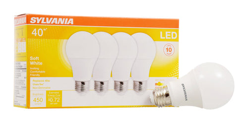 Sylvania LED A19 Light Bulb 40W = 6W 10 Year Non-Dimmable Frosted Finish 450 Lumens 2700K