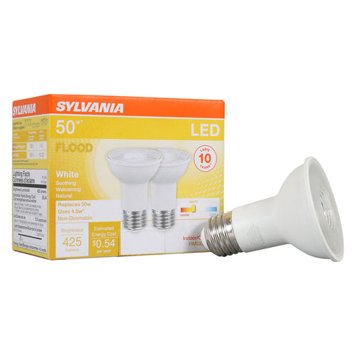Sylvania LED PAR20 Flood Light Bulb 50W = 6W 10 Year Non-Dimmable 425 Lumens 3000K